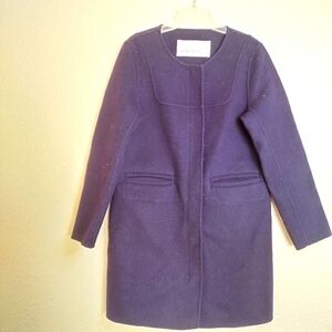 intuition paris 100% wool full zip Navy coat sz 8
